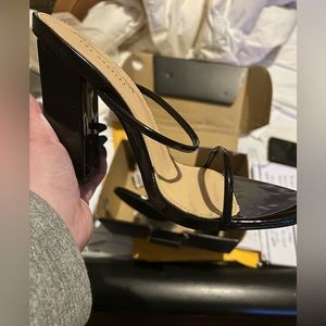 BLACK SLIP ON HEELS NEVER WORN